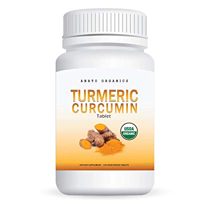 USDA Organic Turmeric Curcumin with Piperine for Joint Support, Pain Relief, Anti-Inflammatory. 120 Vegetarian Tablets.