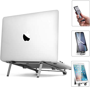 AICase Portable Laptop Stand, Aluminum Foldable MacBook Stand for Desk, Adjustable Computer Stand for Laptop Compatible with MacBook Pro Air/Acer/Lenovo/Dell/HP, More 10-16 Inch Laptop, iPad, Phone