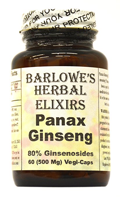 Panax Ginseng - 80% Ginsenosides - 60 500mg VegiCaps - Stearate Free, Bottled in Glass