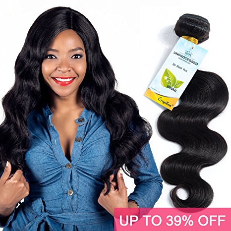 Brazilian Body Wave 1 Bundle Virgin Hair Tangle Free 7A 100% Unprocessed Human Hair Weaves 8-30 Inches 100g Natural Color Hair Extensions (8”)