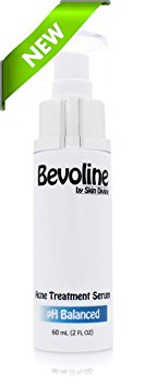 Bevoline Acne Serum (60 mL) - Cutting edge acne treatment for Pimples, Bacne, and Light Acne Scarring - The lotion dries like a clear mask leaving your skin rid of acne and blemishes.