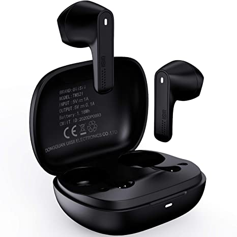 [Mini size & lightweight] Wireless Earphones, UiiSii True Wireless Earbuds Headphones with 13mm Large Moving Coil, Hi-Fi Stereo Sound, Built-in Mic, IPX5 Waterproof, for Apple/AirPods/Android (Black)