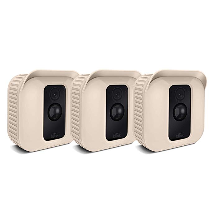 Fintie Silicone Skin for Blink XT Camera - [3 Pack] Soft Silicone UV Weather Resistant Protective and Camouflaged Case Cover for Blink XT Home Security Indoor Outdoor Camera - Beige