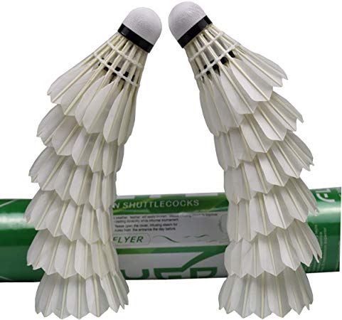 DOURR Advanced Badminton Shuttlecocks 12 Pack, White Goose Feather High Speed Birdies Balls