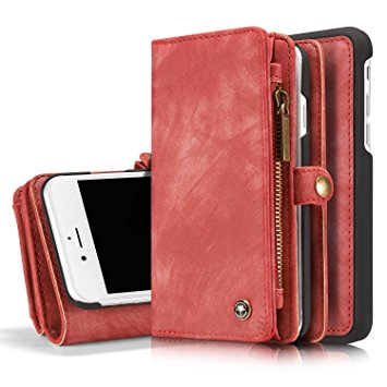 iPhone 8 Plus Case,iPhone 8 Plus Wallet Case 5.5" with Flip Card Slots Stand Holder,Folio Zipper PU Leather Removable Detachable Magnetic Case Cover For iPhone 7 Plus/8 Plus 5.5 Inch,Green