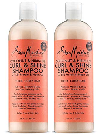 Shea Moisture Coconut & Hibiscus Curl & Shine Shampoo | 16 fl. oz. (2 Pack)