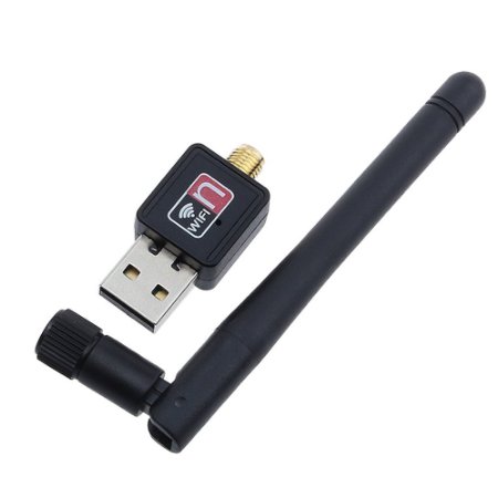 leepad Wireless-N USB WIFI 150Mbps Adapter with Antenna, for Windows XP/Vista/Win7/Win8/Mac/Linux, Black