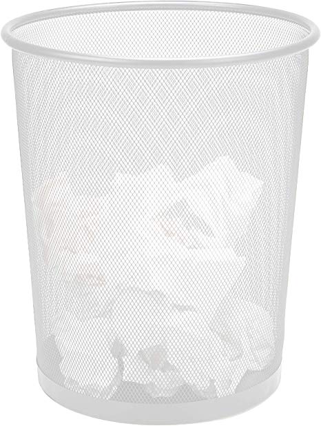 Mind Reader 1CIRGA-WHT Garbage Basket, Recycling Set, Round Metal Mesh Trash Waste Bin, White