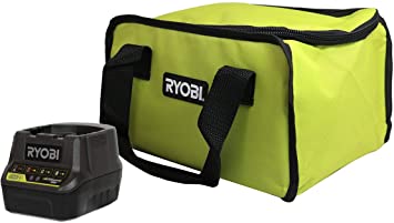 Ryobi P118B 18V Battery Charger and Soft-Sided Power Tool Bag with Cross X Stitching and Zippered Top, Bundle (Charger w/Bag)