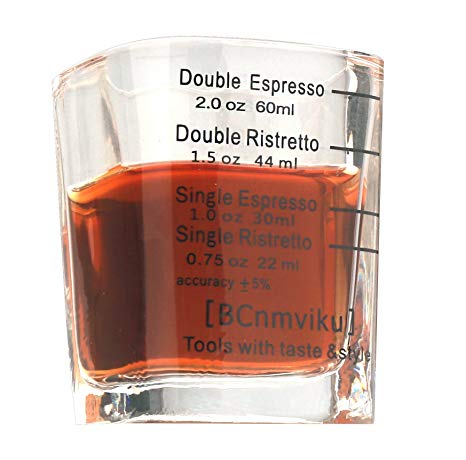 Espresso Shot Measuring Liquid Heavy Glass Cup for Baristas 2oz 1,8" x 1,8 "x 2,6" inch (1 pack)