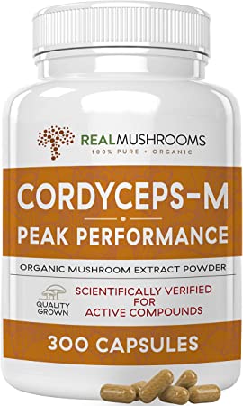 Cordyceps-M Peak Performance Supplement for Energy, Stamina & Endurance, 300 Caps Vegan Cordyceps-M Supplement for Immunity, Non-GMO & Vegan, Verified Levels of Beta-Glucans, 150Day Supply