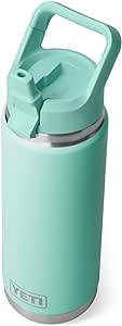 YETI Rambler 26 oz Bottle, Vacuum Insulated, Stainless Steel with Color Matching Straw Cap, Seafoam