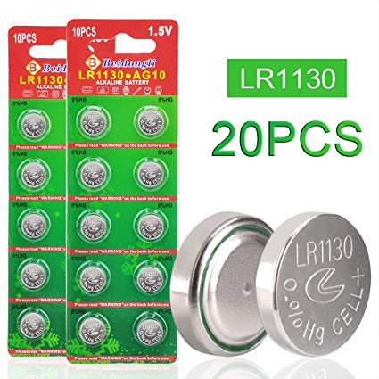 Beidongli Brand New 20 Pack AG10 LR1130, LR54, LR54, AG10 Battery 1.5V Button Coin Cell Batteries
