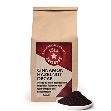 Lola Savannah Cinnamon Hazelnut Ground Coffee - Spice Up Your Day with Exotic Flavors of Cinnamon & Hazelnut Coffee | Decaf | 2lb Bag