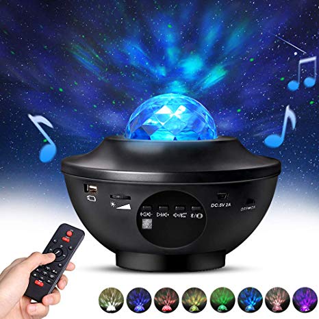 Night Light Projector with Remote Control, Eicaus 2 in 1 Star Projector with LED Nebula Cloud/Moving Ocean Wave Projector for Kids Baby, Built-in Music Speaker, Voice Control, Multifunctional