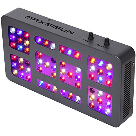 MAXSISUN Dimmable 300W LED Grow Light 12-band Full Spectrum Veg and Bloom Dimmers for Indoor Greenhouse Plants