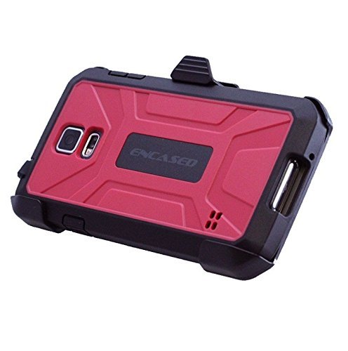 Encased® Galaxy S5 "Pantera Series" Shockproof Case with Built-In Screen Protection & Belt Clip Holster (Red)
