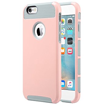 iPhone 6 Case, iPhone 6S Case (4.7 inch), ULAK Dual-Layer Slim Case for Apple iPhone 6 (2014) / 6S (2015) 4.7 inch 2-Piece Style Hybrid Hard Cover (Pink/Gray)