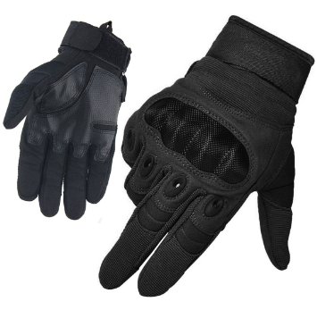 FreeMaster Men's Full Finger Work Gloves Bike Cycling Climbing Motorcycle Gloves Camping Outdoor Sports Ski Gloves (Black, -M)