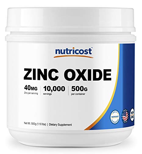 Nutricost Zinc Oxide Powder 500 Grams - Pure Zinc Oxide, Non GMO, Gluten Free, Made In The USA