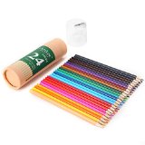 iArtker Long Triangular Drawing PencilsColored Pencils Set of 36 Assorted in Vase Tubular Package with a Lid Contains a High Quality Sharpener