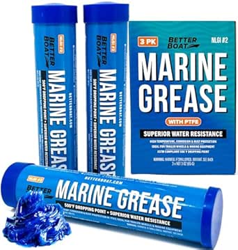 3PK Mini Boat Marine Grease Tube 3oz Wheel Bearing Grease, Boat Trailer Bearing Grease Waterproof High Temp Cap Packer Cartridges for Grease Gun NLGI 2 Grease - 3 Pack 3oz Cartridge