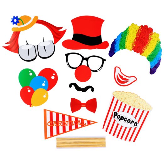 Home Kitty Paper Carnival Photo Booth Stick Props Circus Clown Cosplay For Photography