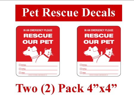 2 Emergency Fire Disaster Safety Rescue Decals - Save our Pet