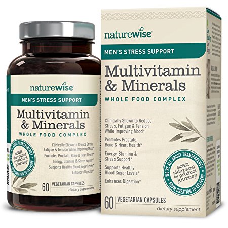 NatureWise Whole Food Multivitamin For Men with Stress Support, Men’s Whole Food Multivitamins & Minerals with Sensoril Ashwagandha, Reduce Stress, Boost Energy, 60 count