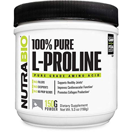 NutraBio L-Proline Supplement (150 Grams of Powder)