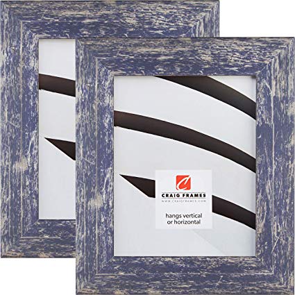 Craig Frames American Barn, 11 x 14 Inch Faux Barnwood Picture Frame, Blue, Set of 2