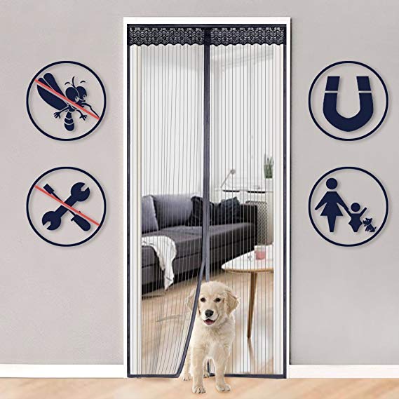 Rabbitgoo Rabbitgoo Magnetic Fly Screen Door Full-frame Adhesive Flying Insect Screen/Curtain Door Anti-mosquito Curtain Keep Bug Out Let Fresh Air In for Balcony Sliding Living Room Children's Room (Fit Door UP to 94 x 208CM)