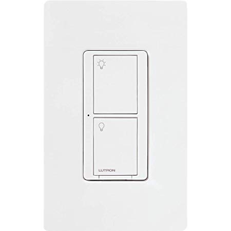 Lutron Caseta Wireless Smart Lighting Switch for All Bulb Types and Fans, with Wallplate, 5A LED, 600W Incandescent/Halogen, PDW-5ANS-WH-A, White