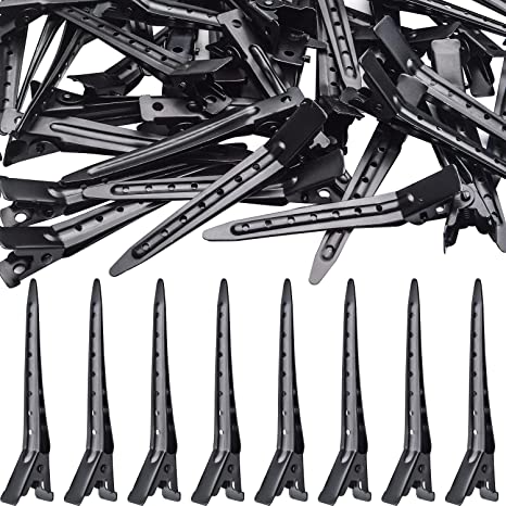 Hair Clips, 50pcs Stainless Steel Hair Clips Non Slip Hair Clips No-Trace Professional Sectioning Hair Clips DIY Accessories for Women Girls Hairdressing Styling Salon, 7cm, Black