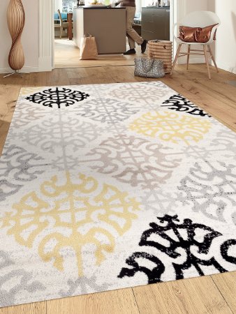 Contemporary Geometric Design Cream 7'10" x 10'2" Indoor Area Rug