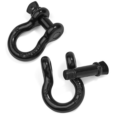NEW! 3/4" Shackles by Vault - 2 Pack - Black Powder Coat - Rugged 4.75 Ton (9,500 Lbs) Capacity - Heavy Duty D Ring for Vehicle Recovery, Towing, Stump Removal, & More - Accessory for Jeeps & Trucks