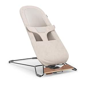 UPPAbaby Mira Bouncer/Portable 2-in-1 Bouncer   Seat Grows With Your Baby/GREENGuard® Gold, JPMA   FSC® certified/Cozy Seat Liner   Storage Bag Included/Charlie (Sand Mélange/Black Chrome/Walnut Wood)