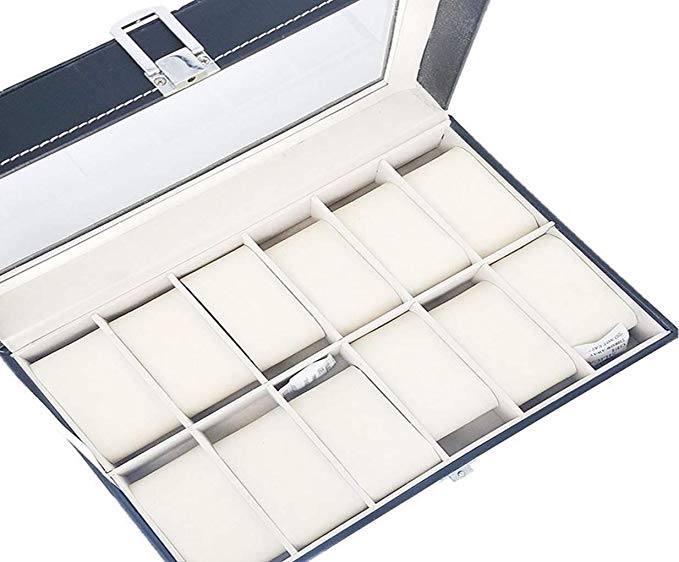 Watch Display Box Case Faux Leather Jewelry Display Box 6/10 / 12 GRIDS GN ENTERPRISES (12 Grids)