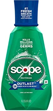 Crest Plus Scope Outlast Mouthwash, Mint, 33.8 oz - 2pc