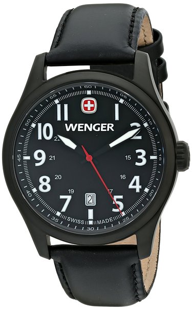 Wenger Men's 0541.101 Analog Display Swiss Quartz Black Watch