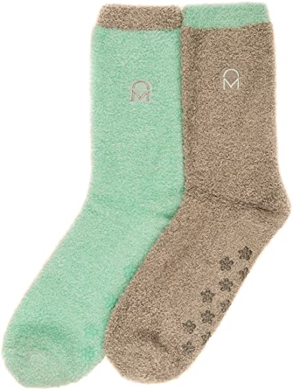 Noble Mount Feather Fuzzy Socks for Women (2-Pairs) - Anti-Slip Warm Socks for Women