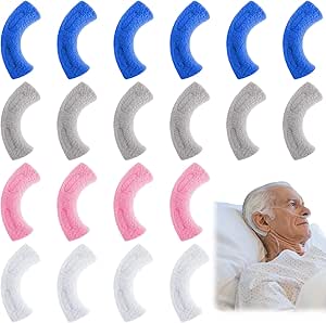 Boao 20 Pieces Nasal Cannula Ear Cushions Soft Oxygen Ear Pads Oxygen Tubing Cushion Comfort Cannula Wrap Oxygen Cover Supplies Oxygen Accessories for Oxygen User(Gray, Dark Blue, Pink, White)