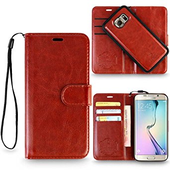 REALIKE™ {Imported} Premium Leather Flip plus Back (Two in One) Case for Samsung Galaxy S6 Edge (Royalty Series- Brown)
