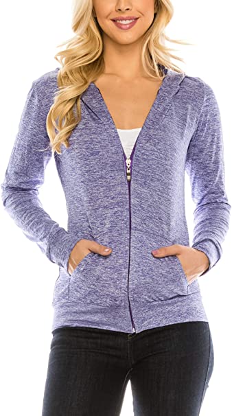 Women's Full Zip Hoodie Jacket - Slim Fit Lightweight Long Sleeve Hooded Zip Up Sweatshirt Athletic Workout