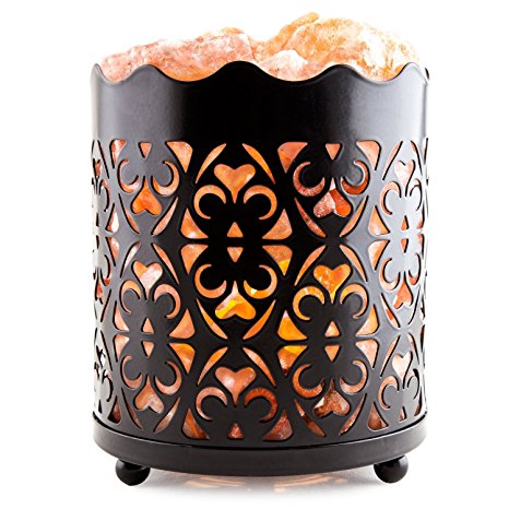 Crystal Decor Natural Himalayan Salt Lamp with Salt Chunks in Cylinder Design Metal Basket and Dimmable Cord - Flanigan Design