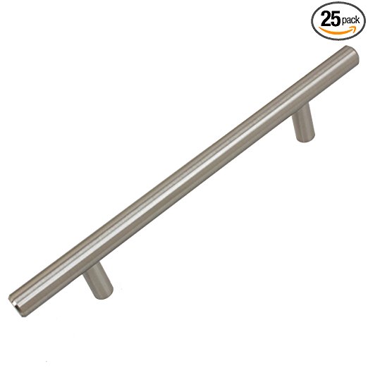 GlideRite Hardware 5008-128-SS-25 5 inch Cc Stainless steel 8 inch Long Solid Handle bar Pulls 25 Pack