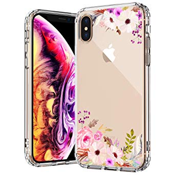 MOSNOVO Flower iPhone Xs MAX Case, Colourful Floral Flower Garden Pattern Printed Clear Design Transparent Plastic Back Case with TPU Bumper Protective Case Cover for iPhone Xs MAX