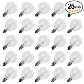 Brightown Clear Globe G40 Screw Base Light Bulbs, 1.5-Inch, Pack of 25
