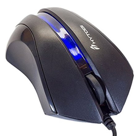 HYTOBI MEM50-BLU 3-Button USB Wired Optical LED Mouse BlackBlue