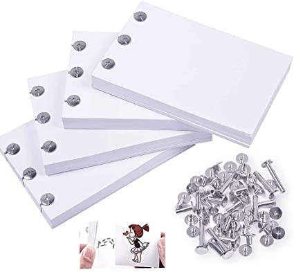 Blank Flip Book Paper with Holes, 400 Sheet(800 Page) Sheets Premium Pre-drilled Sketch Paper, No Bleed Animation Flipbook Kit Works with Light Pad: for Drawing, Sketching and Cartoon Creation